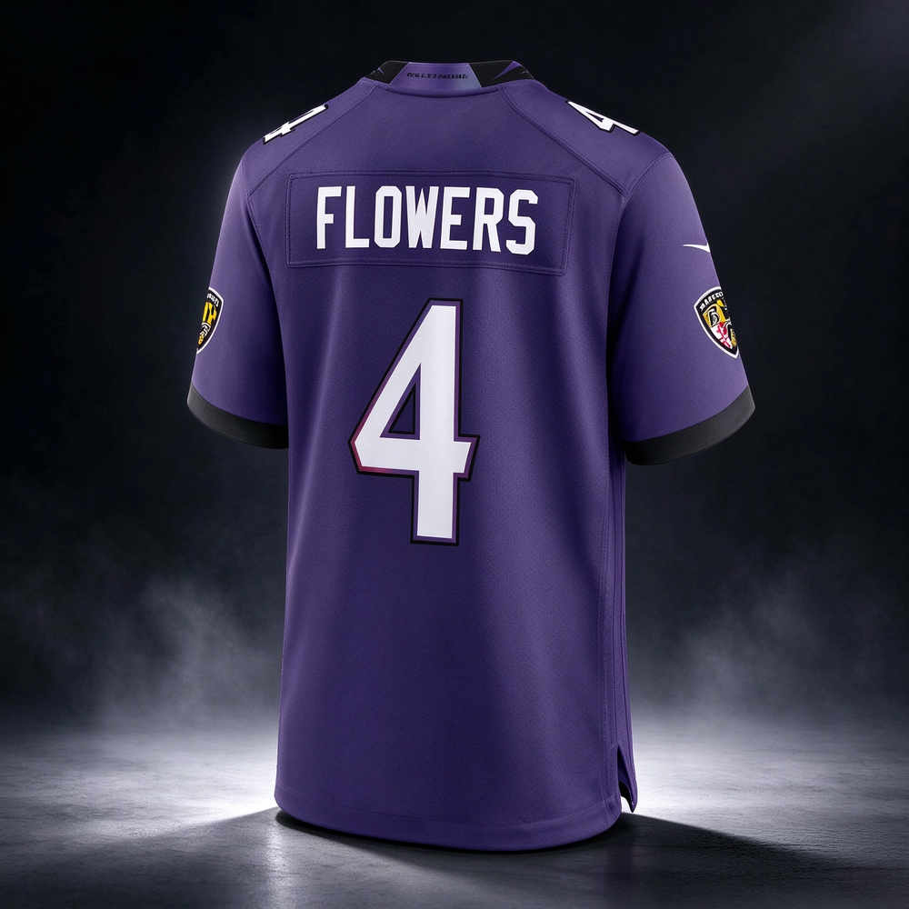 B.Ravens #4 Zay Flowers Purple Team Game Stitched Football American Jersey
