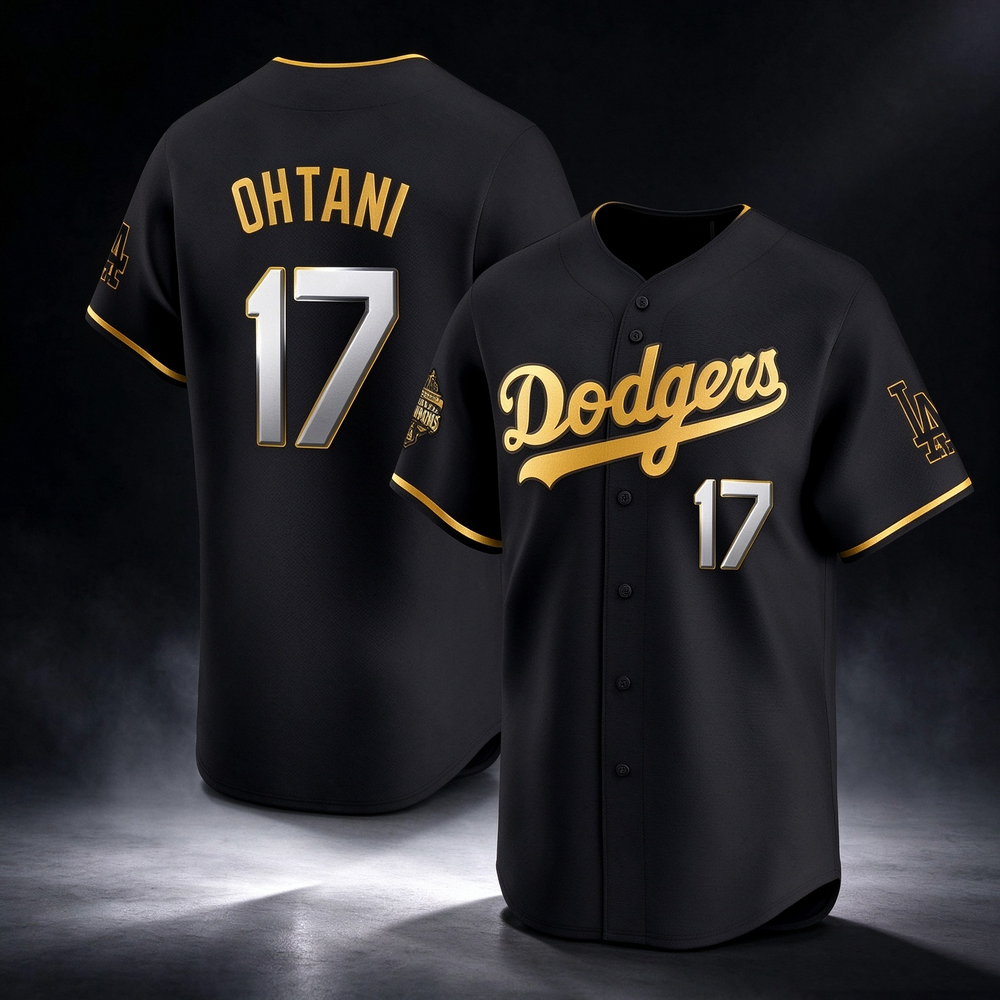 Los Angeles Dodgers Black Gold 2025 Back-To-Back World Series Baseball Jerseys
