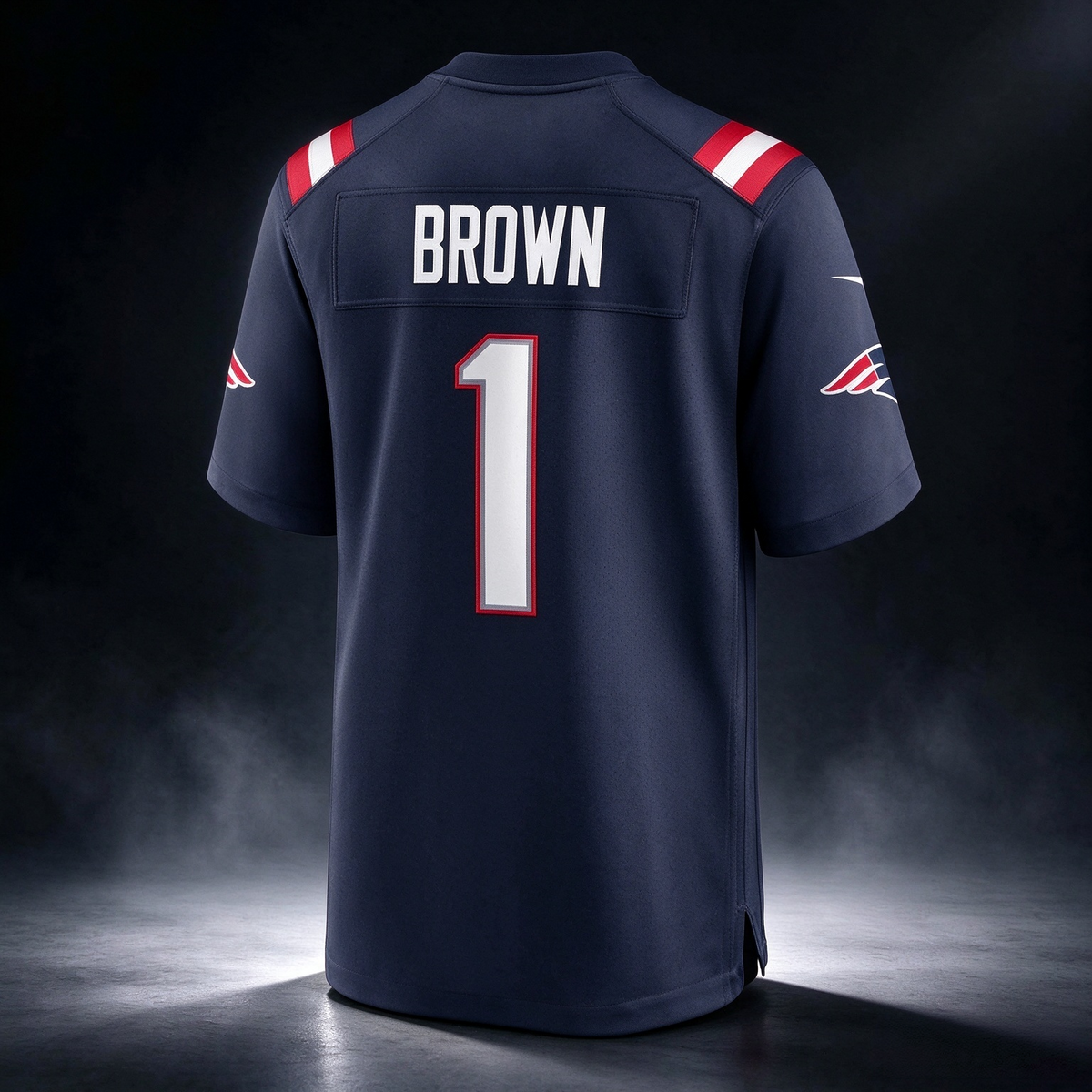 NE.Patriots #1 A.J. Brown Navy Game Stitched Football Jerseys