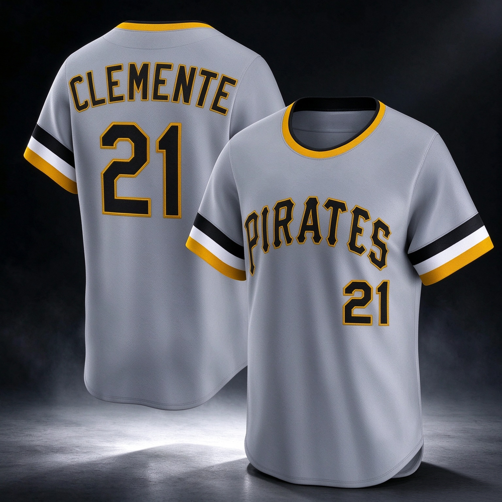 Pittsburgh Pirates #21 Roberto Clemente Gray Throwback Cooperstown Collection Limited Baseball Jersey