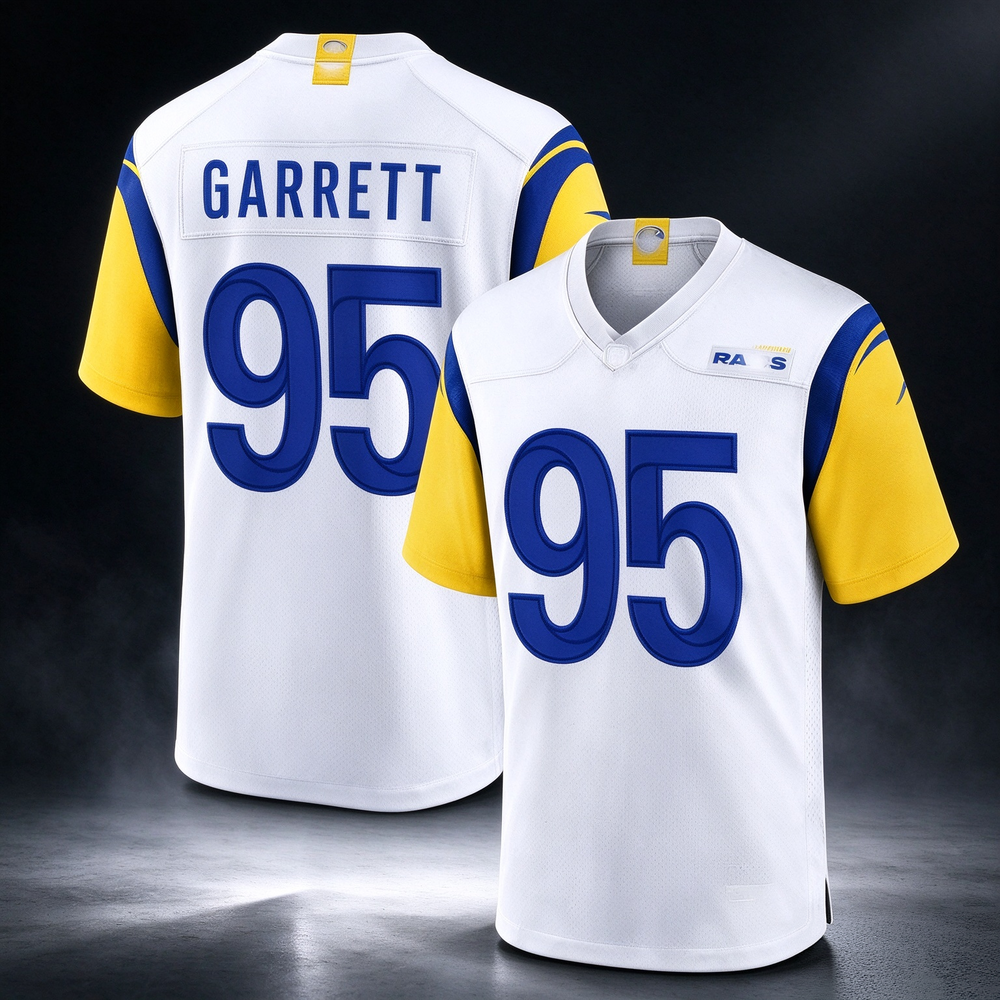 LA.Rams #95 Myles Garrett White Game Stitched Football American Jersey