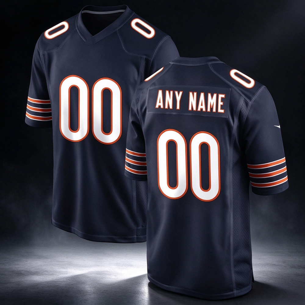 Custom C.Bears Navy Game Stitched Football American Jersey