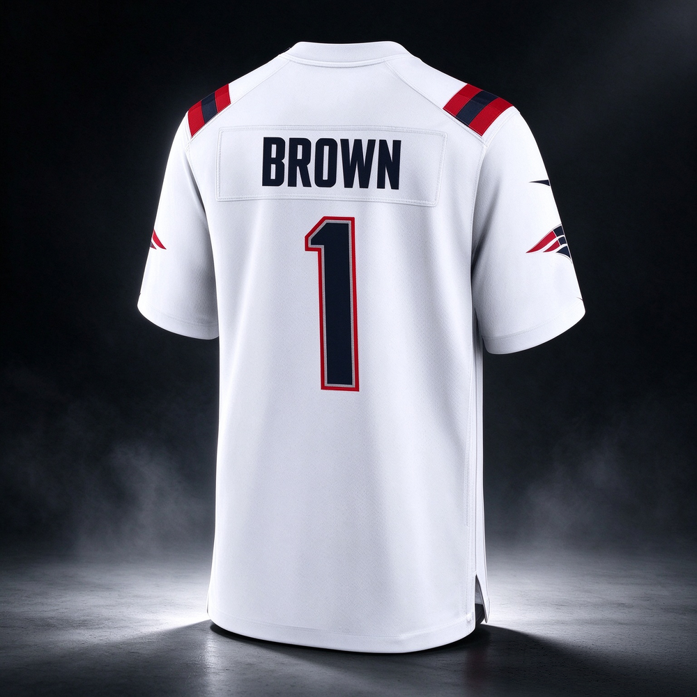 NE.Patriots #1 A.J. Brown White Game Stitched Football Jersey