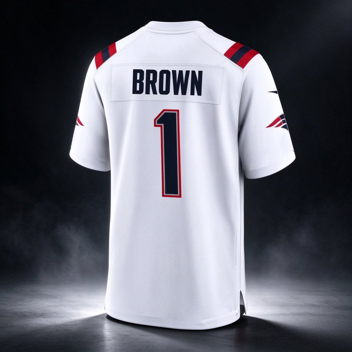 NE.Patriots #1 A.J. Brown White Game Stitched Football Jersey