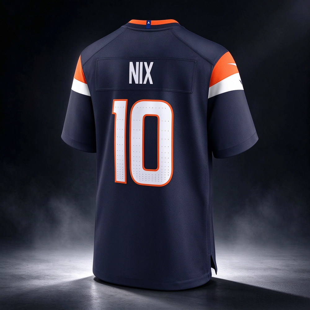 D.Broncos #10 Bo Nix Navy Alternate Game Stitched Football American Jersey