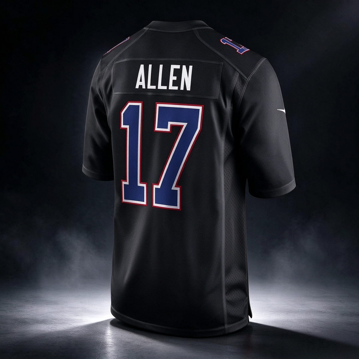 B.Bills #17 Josh Allen Black Carbon Fashion Game Stitched Football American Jersey