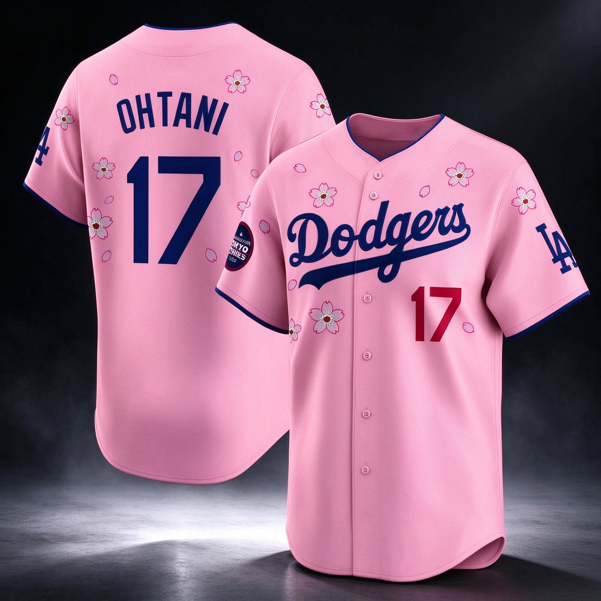 Los Angeles Dodgers #17 Shohei Ohtani Pink 2025 Tokyo Series Limited Stitched Baseball Jersey