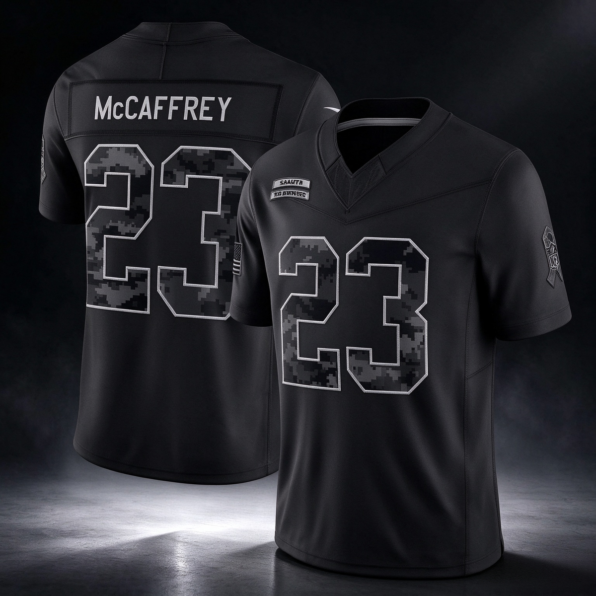 SF.49ers #23 Christian McCaffrey Black 2026 Salute to Service Stitched Limited Football Jersey