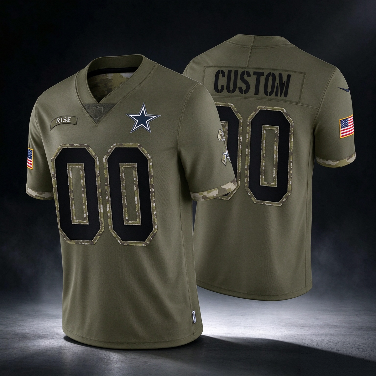 Custom D.Cowboys ACTIVE PLAYER 2022 Olive Salute To Service Limited Stitched Football American Jersey
