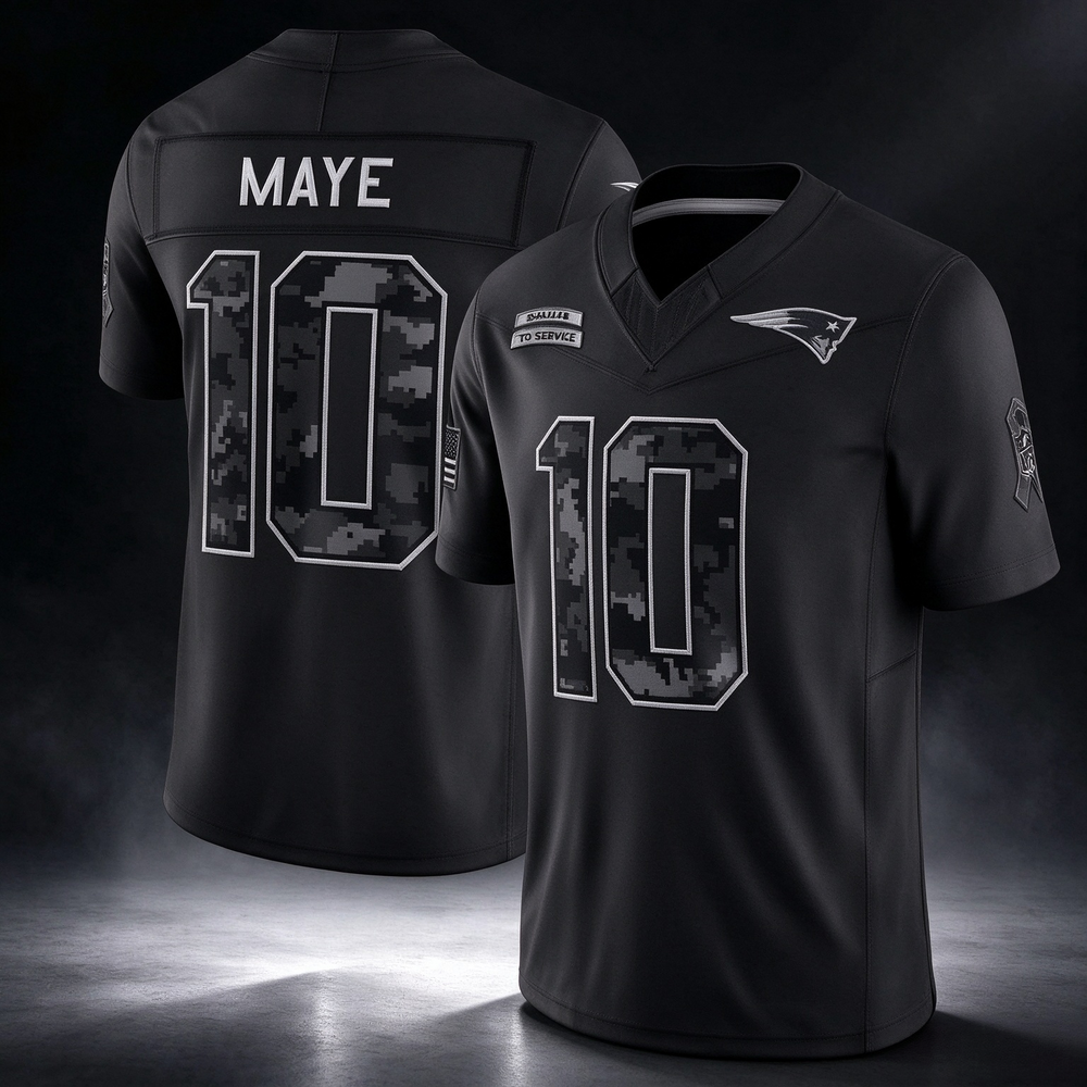 NE.Patriots #10 Drake Maye Black 2026 Salute to Service Stitched Limited Football Jersey