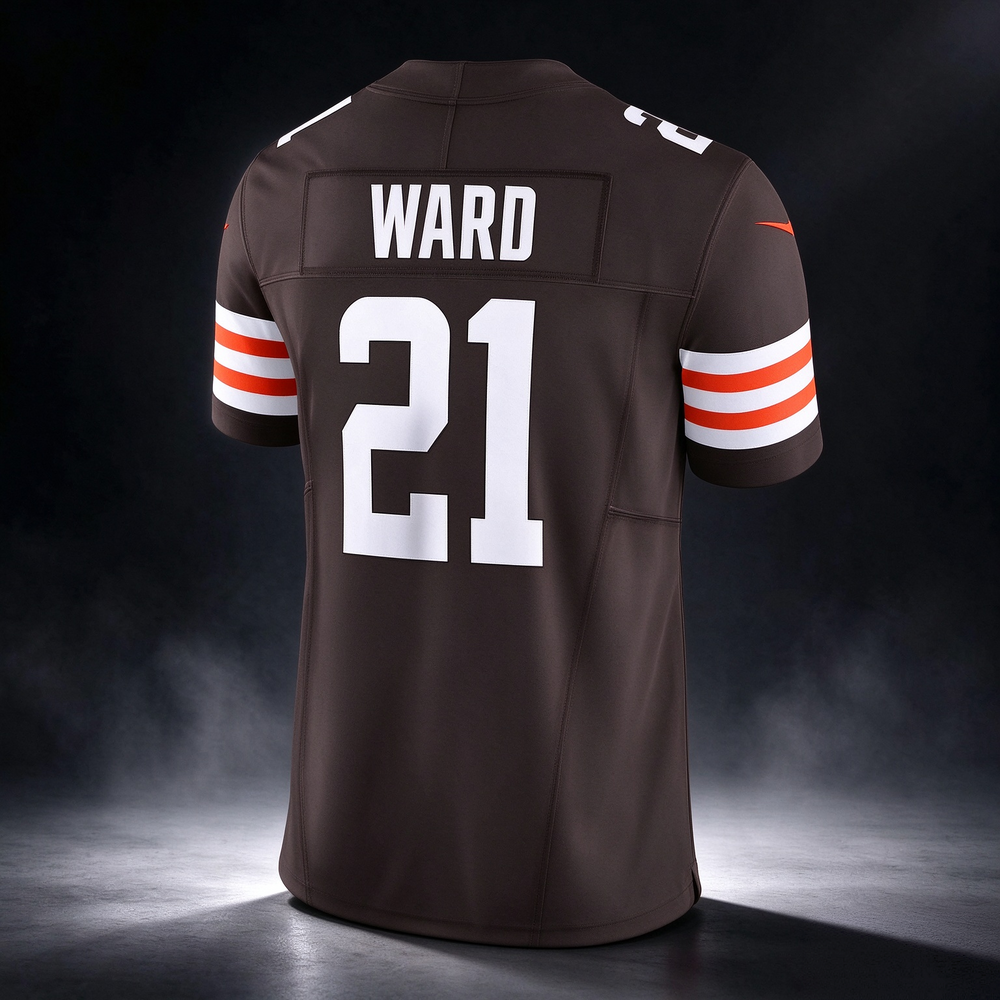 C.Browns #21 Denzel Ward Brown Vapor F.U.S.E. Limited Stitched Football American Jersey