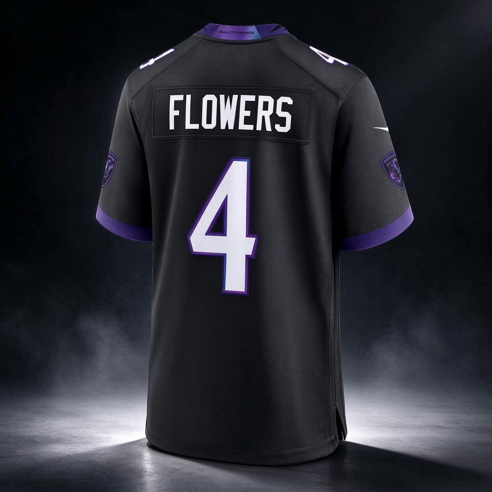 B.Ravens #4 Zay Flowers Black Alternate Game Stitched Football American Jersey