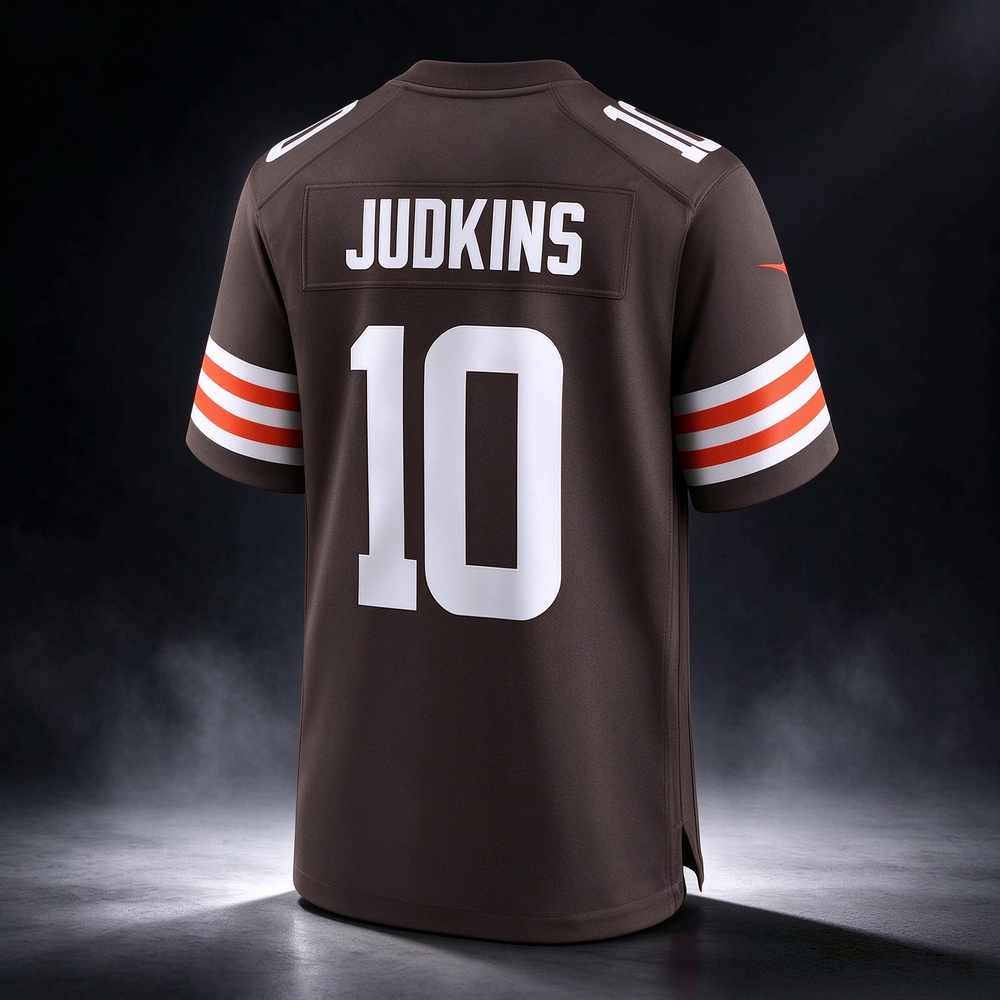 C.Browns #10 Quinshon Judkins Brown 2025 Draft Game Stitched Football American Jersey