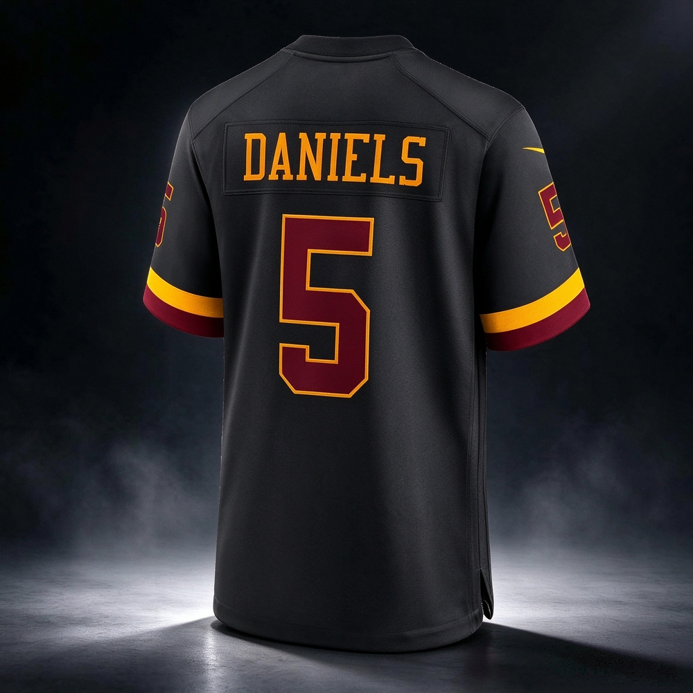 W.Commanders #5 Jayden Daniels Black Hail Raiser Alternate Game Stitched Football American Jersey