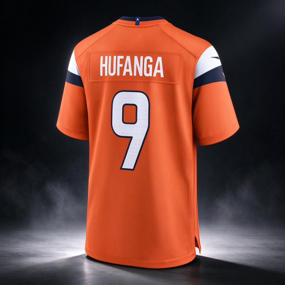 D.Broncos #9 Talanoa Hufanga Orange Team Game Stitched Football American Jersey