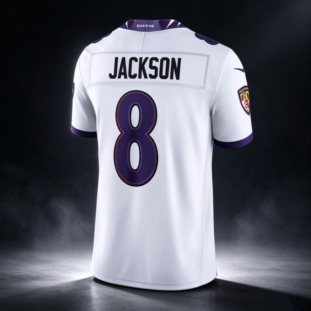 Lamar Jackson Ravens #8 White Vapor F.U.S.E. Sewn Down Limited Stitched Football Jersey
