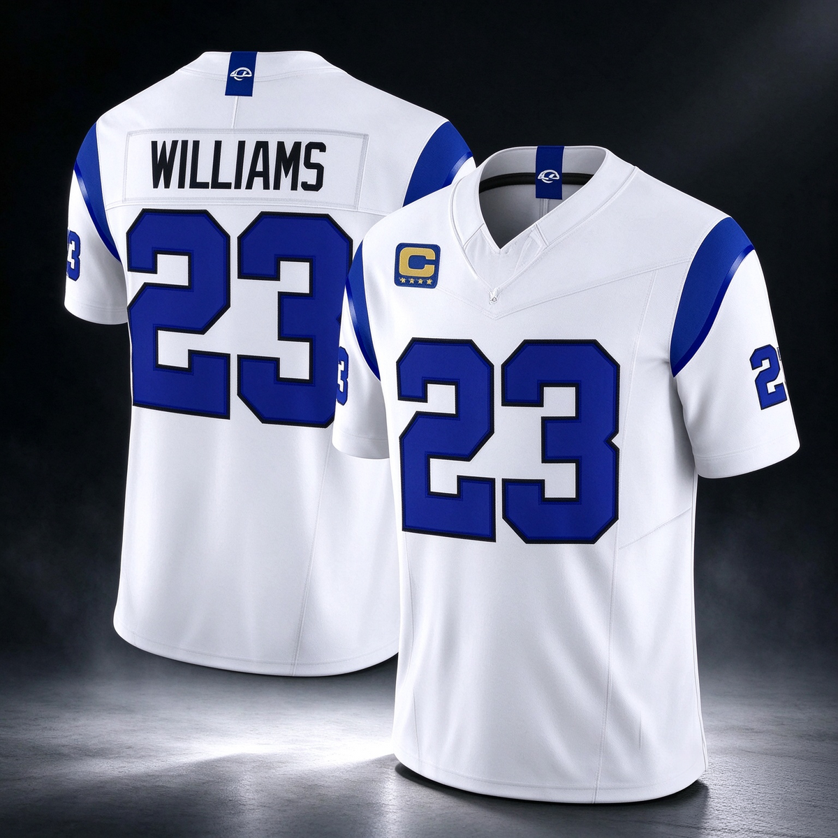 LA.Rams #23 Kyren Williams White 2026 F.U.S.E. With 4- Star C Patch Vapor Limited Football Stitched Jersey