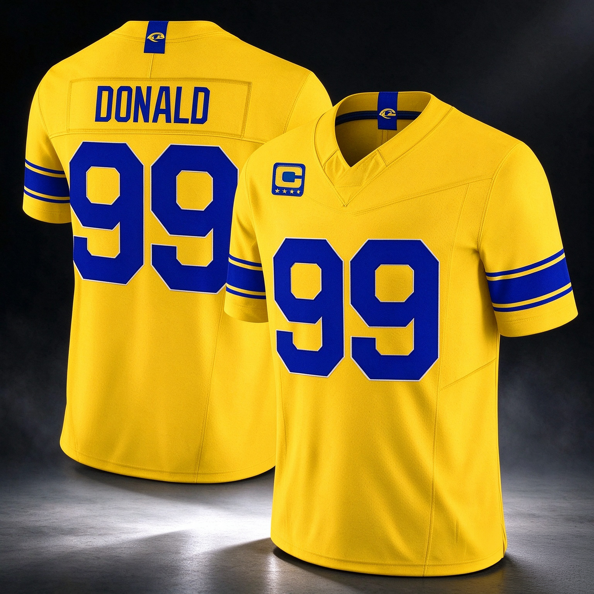 LA.Rams #99 Aaron Donald Yellow 2026 Vapor F.U.S.E. With 4- Star C Patch Limited Football Stitched Jersey