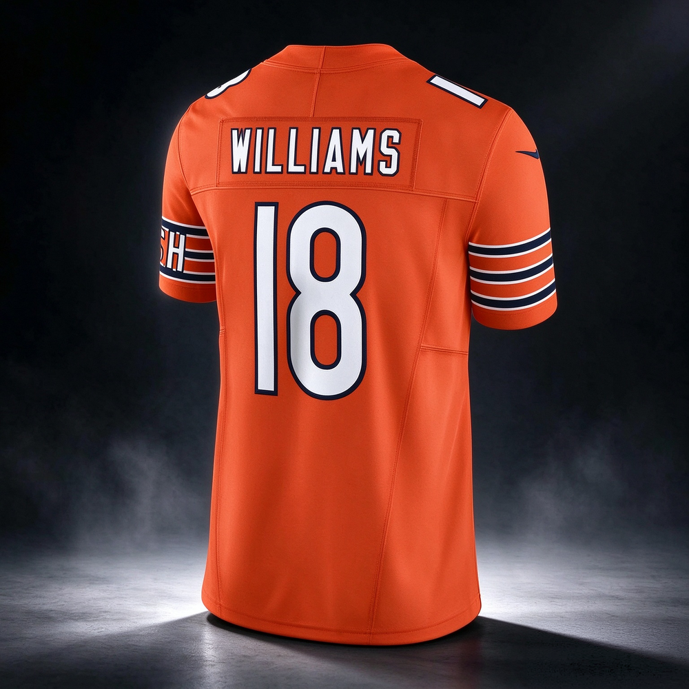 C.Bears #18 Caleb Williams Orange Vapor F.U.S.E. Limited Stitched Football American Jersey