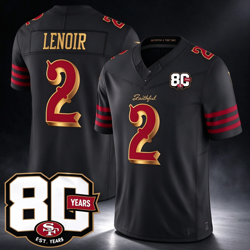 SF.49ers #2 Deommodore Lenoir Black 80th Anniversary Patch Rivalries F.U.S.E. Vapor Limited Football Stitched Jersey