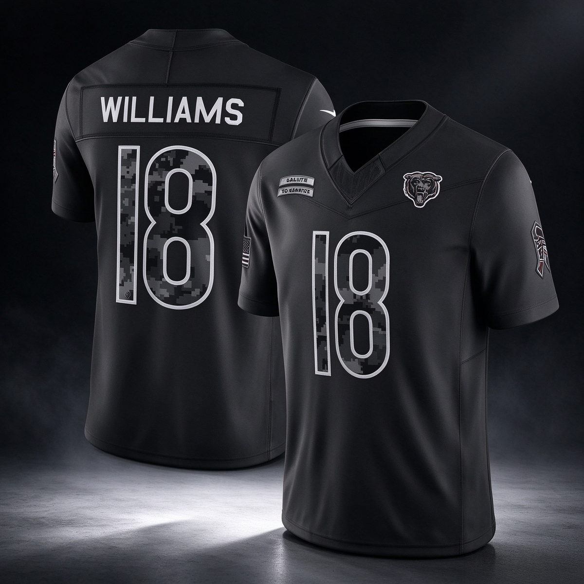 C.Bears #18 Caleb Williams Black 2026 Salute to Service Stitched Limited Football Jersey