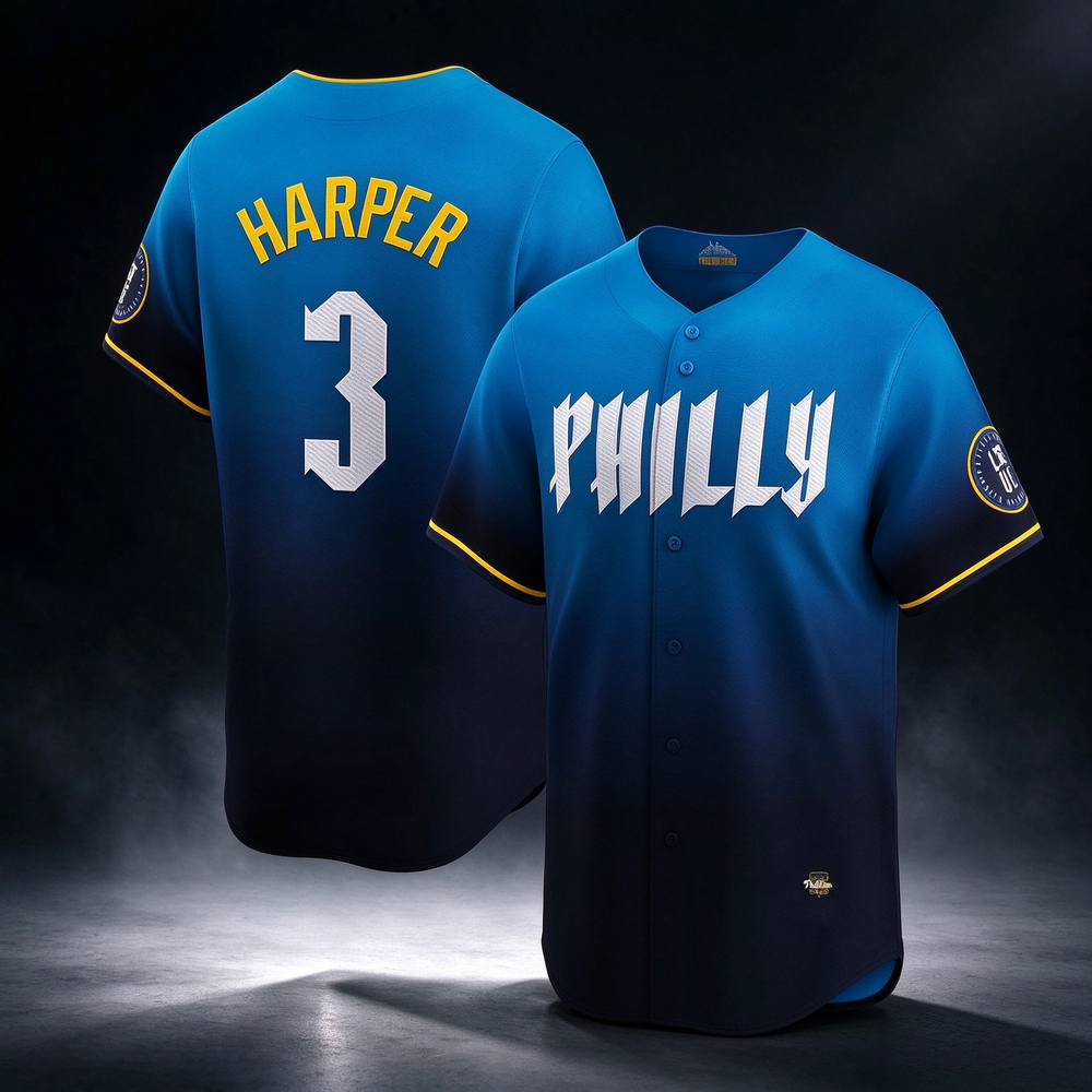 Philadelphia Phillies #3 Bryce Harper Blue City Connect Limited Player Baseball Jersey