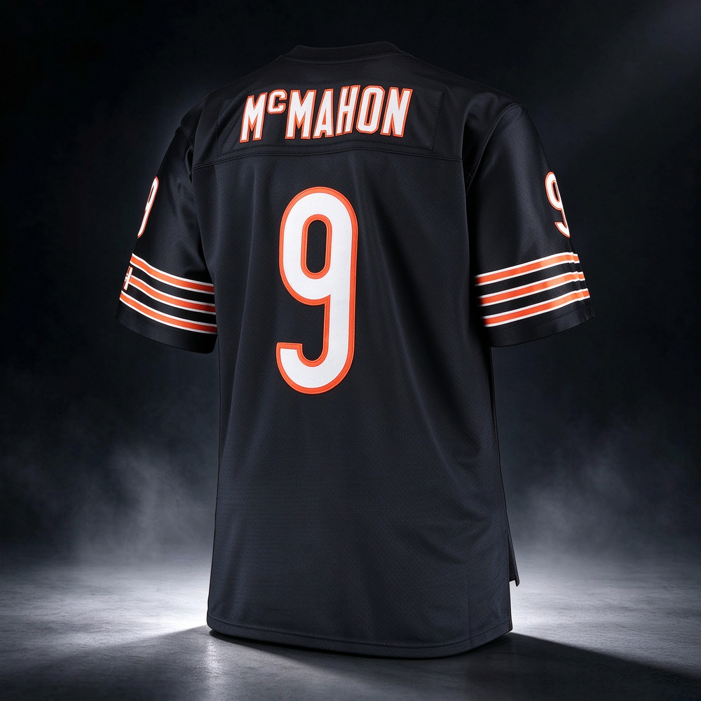C.Bears #9 Jim McMahon Mitchell & Ness Navy Big & Tall Retired Player Replica Stitched Football American Jersey