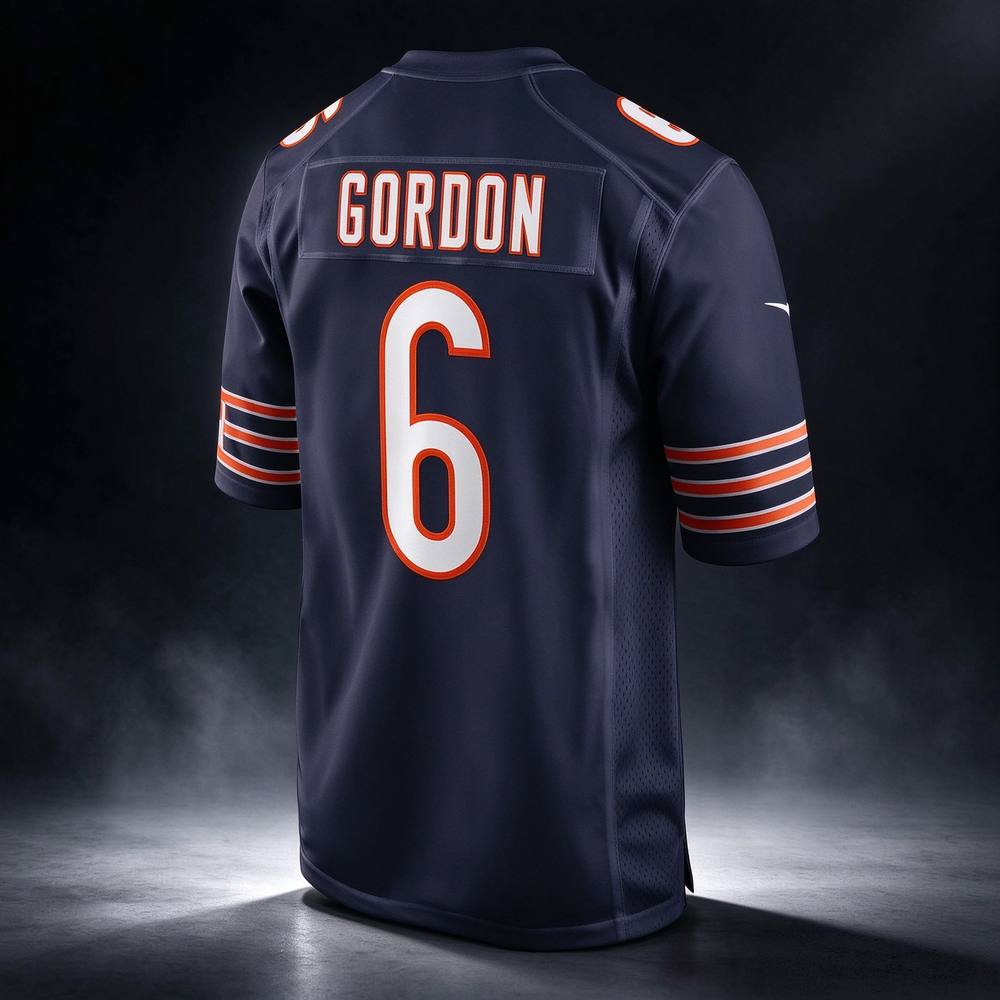 C.Bears #6 Kyler Gordon Navy Game Player Stitched Football American Jersey