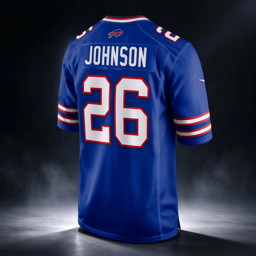 B.Bills #26 Ty Johnson Royal Team Game Stitched Football American Jersey