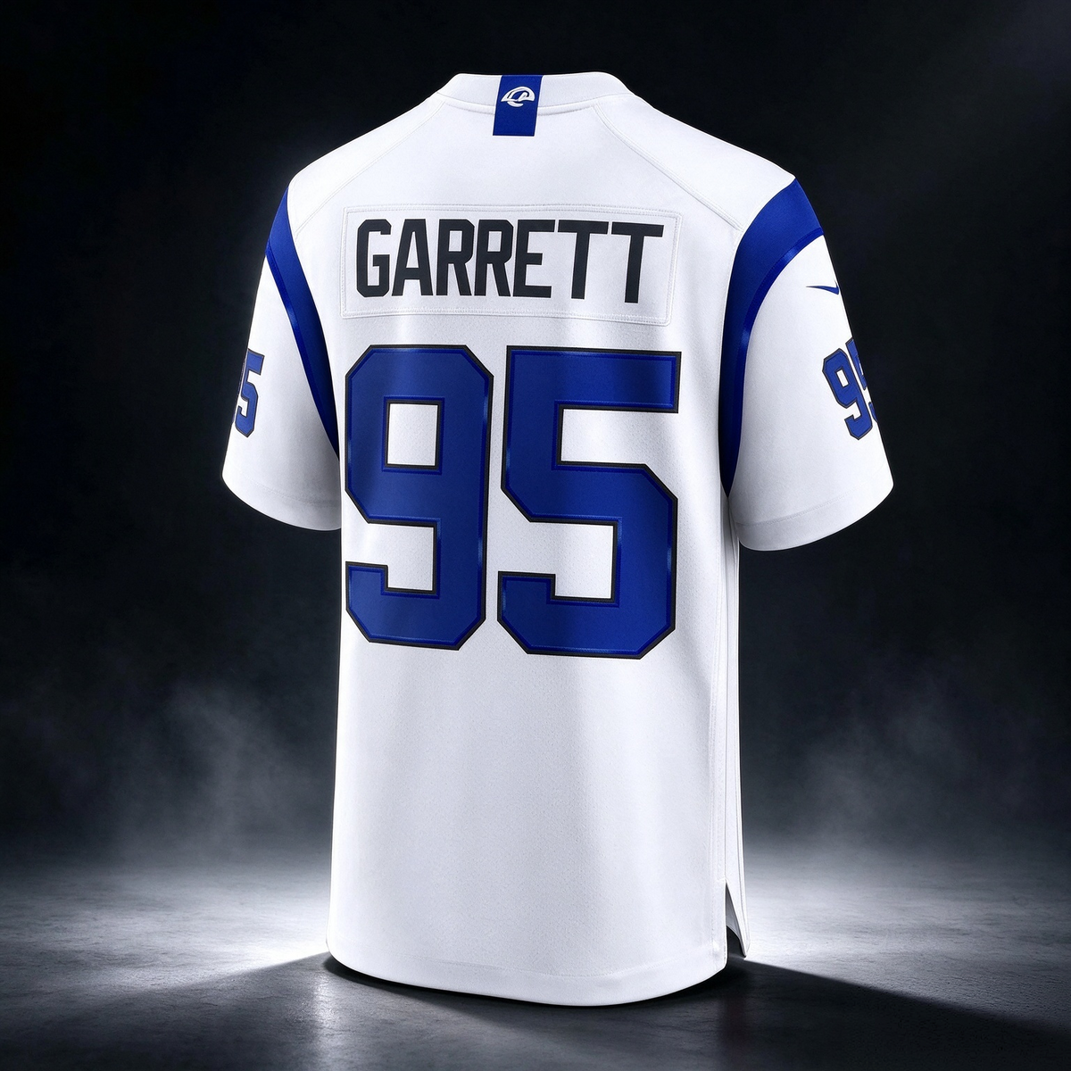 LA.Rams #95 Myles Garrett Fearsome White Game Football Jersey