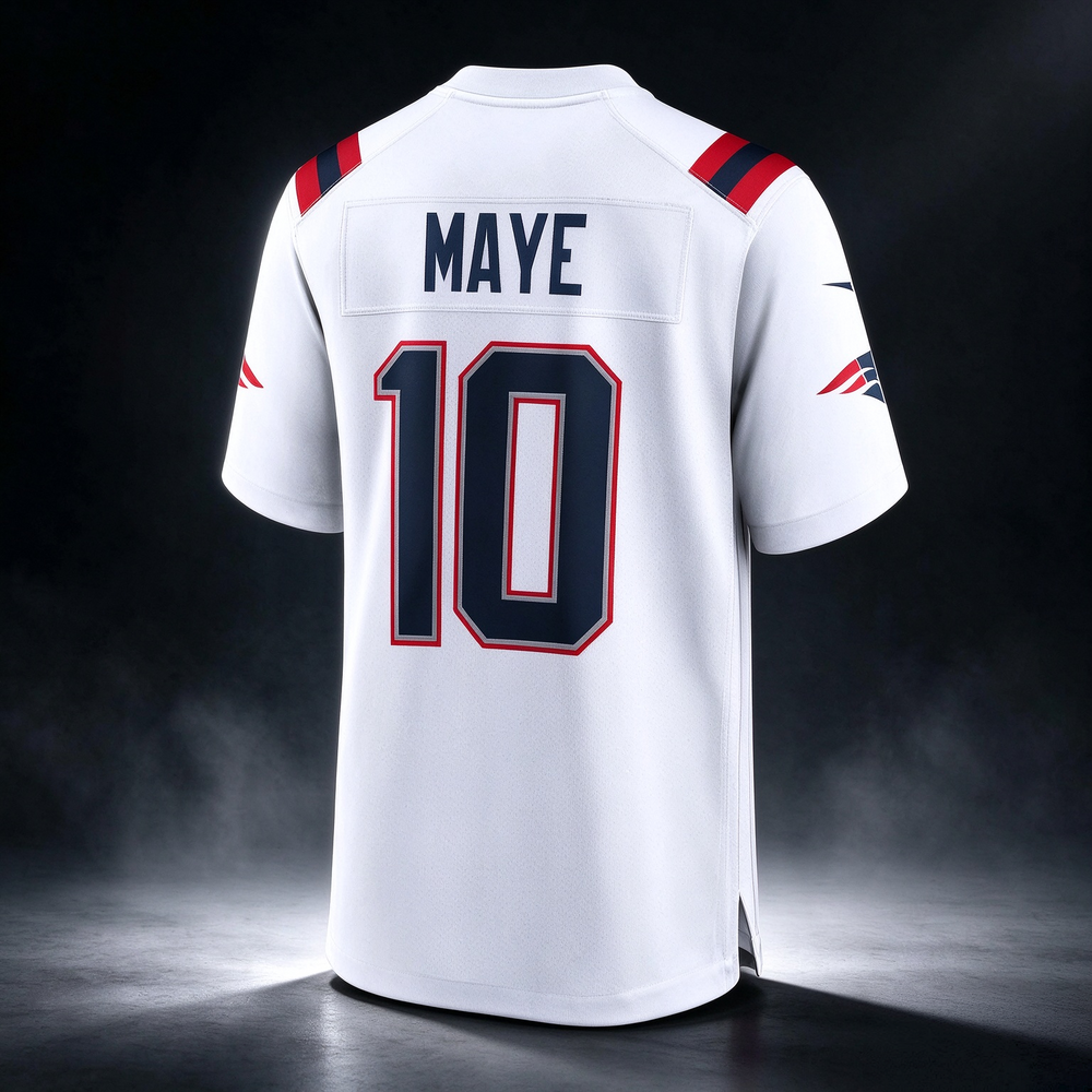 NE.Patriots #10 Drake Maye White Player Game Football Jersey