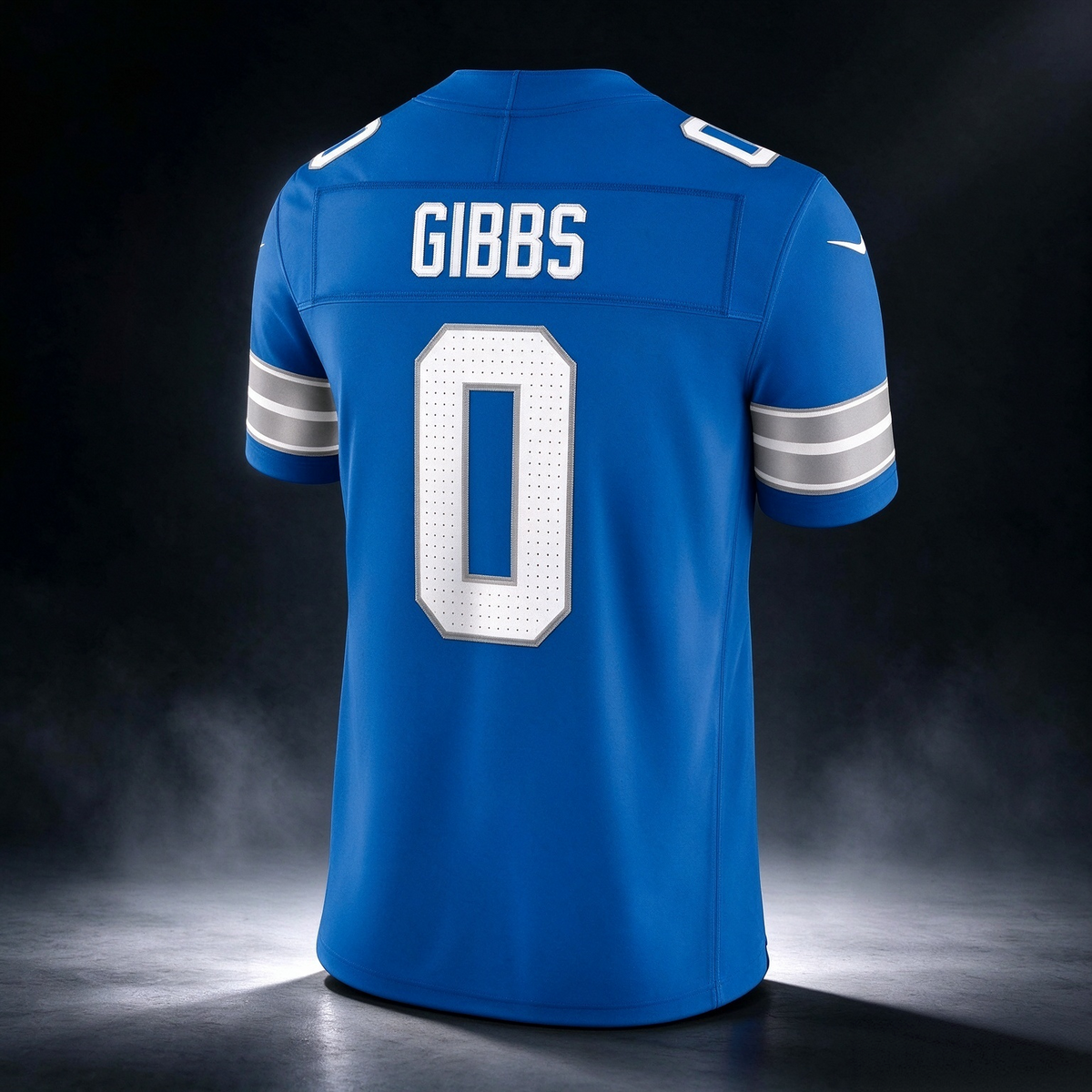 D.Lions #0 Jahmyr Gibbs Blue Team Vapor F.U.S.E. Stitched Limited Football Jersey