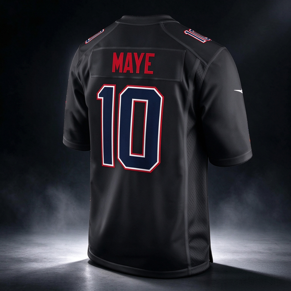 NE.Patriots #10 Drake Maye Carbon Black Game Football Jersey