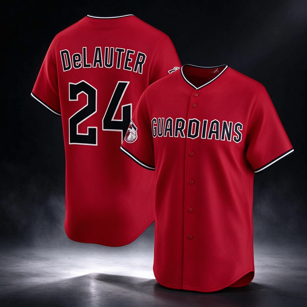 Cleveland Guardians #24 Chase DeLauter Red Cool Base Stitched Baseball Jersey