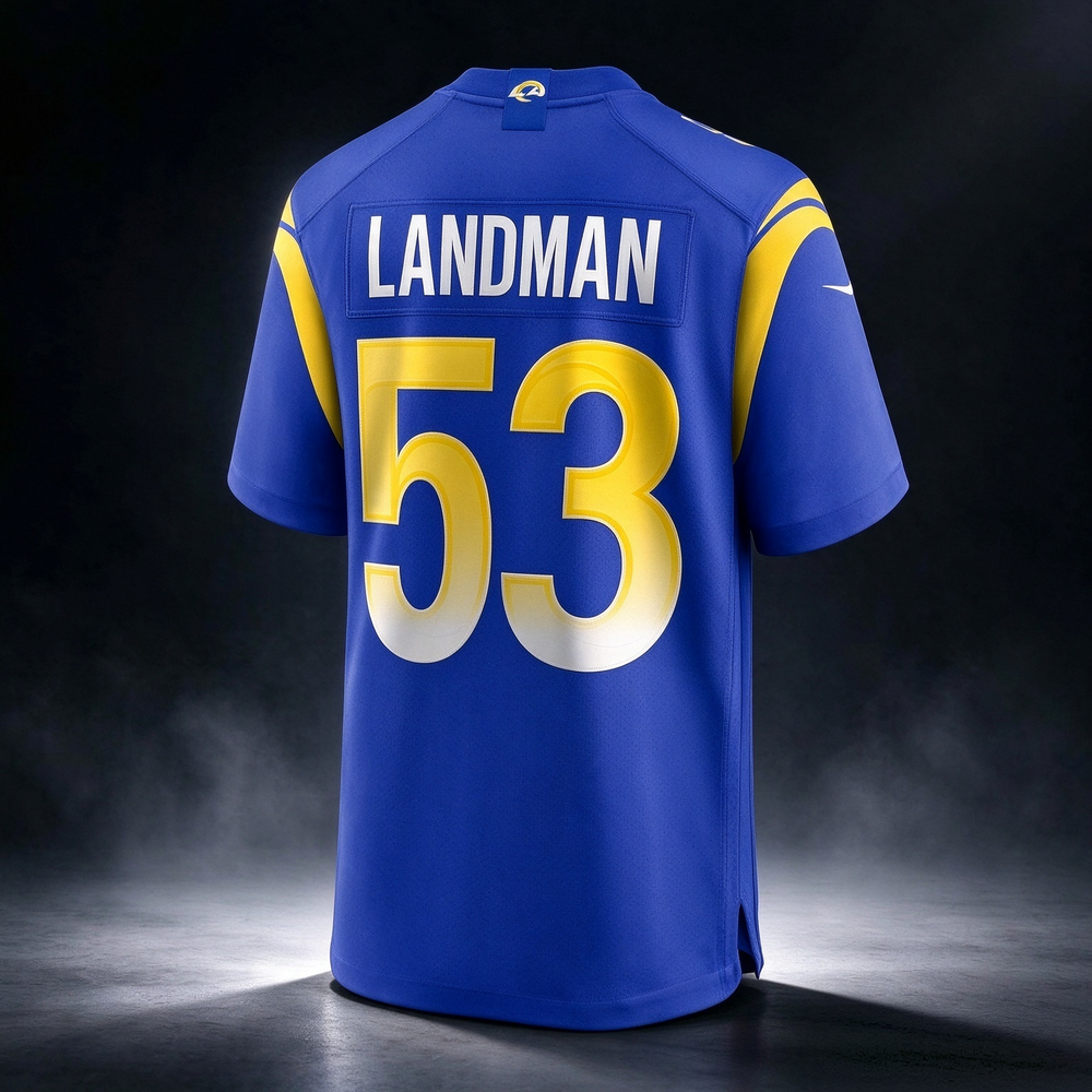 LA.Rams #53 Nate Landman Royal Team Game Football Jersey Marou