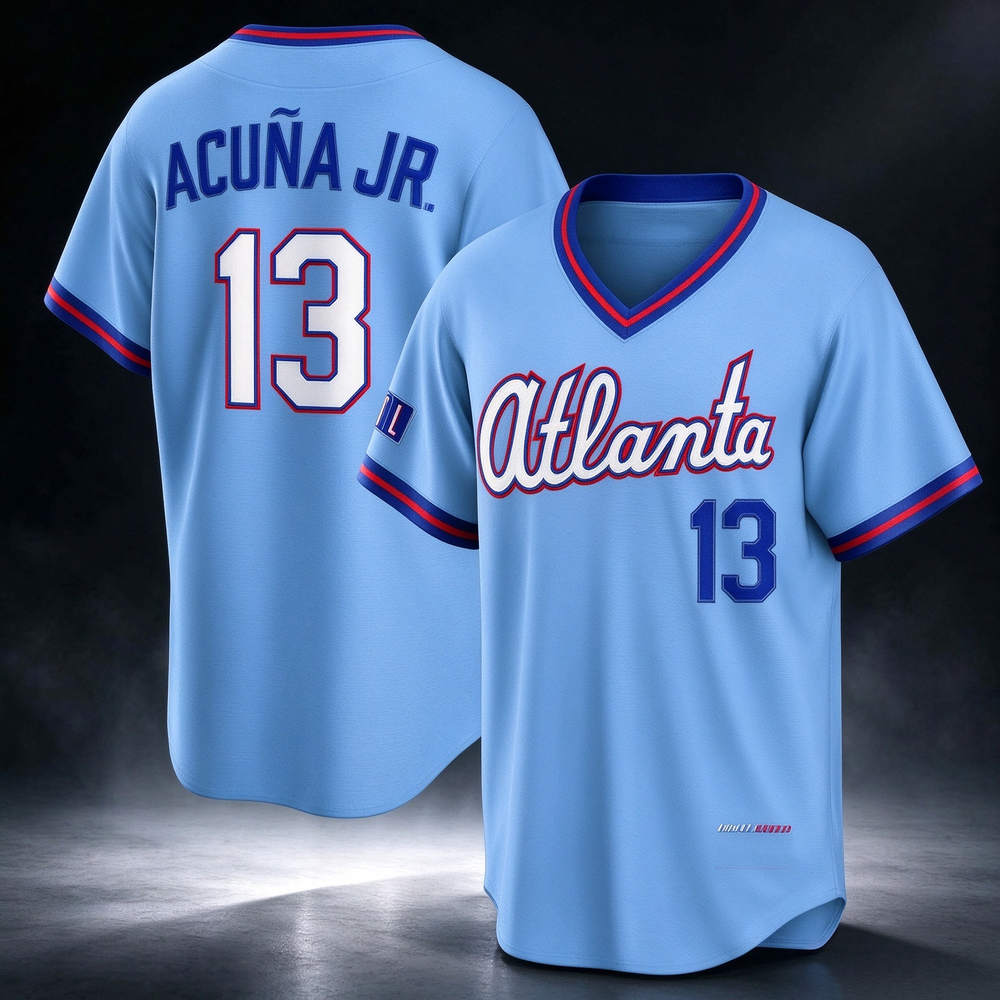 Atlanta Braves #13 Ronald Acuña Jr. Powder Blue 2026 City Connect Stadium Baseball Jersey