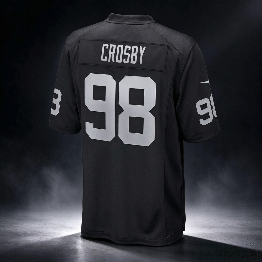 L.Raiders #98 Maxx Crosby Black Game Player Jersey Stitched American Football Jerseys