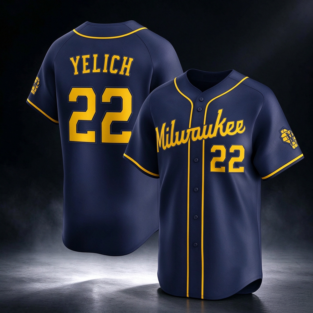 Milwaukee Brewers #22 Christian Yelich Navy Alternate Limited Baseball Jersey