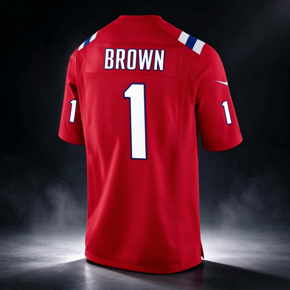 NE.Patriots #1 A.J. Brown Red Game Stitched Football Jersey