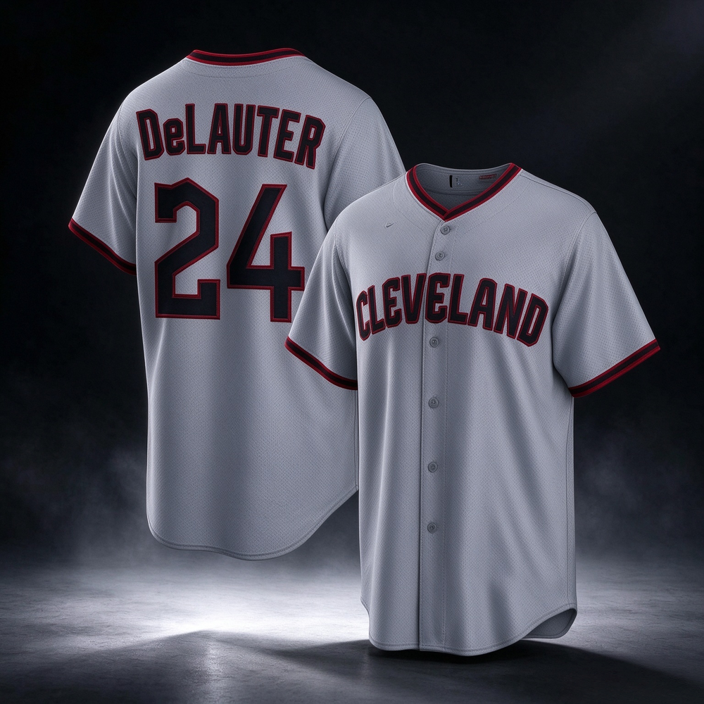 Cleveland Guardians #24 Chase DeLauter Gray Cool Base Limited Stitched Baseball Jersey