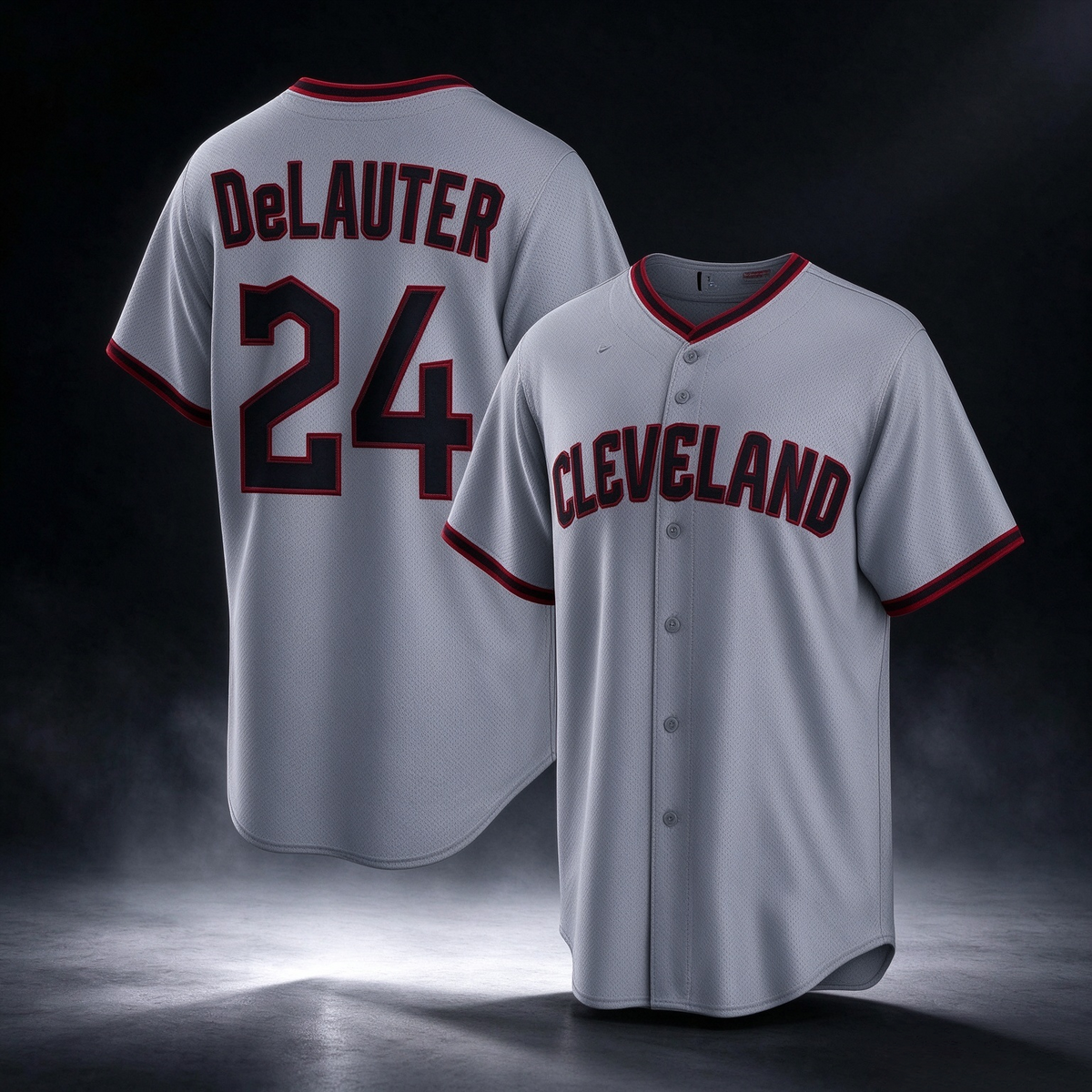 Cleveland Guardians #24 Chase DeLauter Gray Cool Base Limited Stitched Baseball Jersey