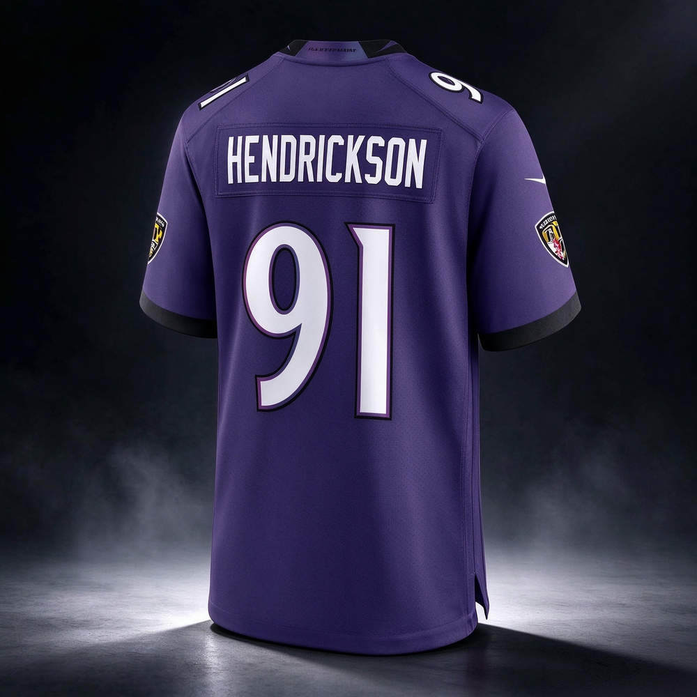 B.Ravens #91 Trey Hendrickson Purple Team Game Stitched Football American Jersey