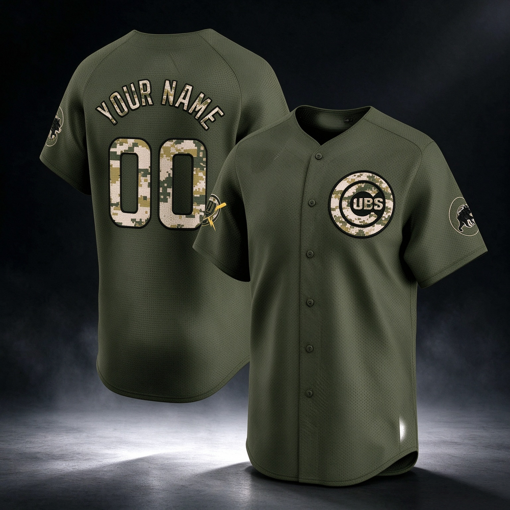 Chicago Cubs Armed Forces Day Vapor Premier Limited Custom Jersey ¨C All Stitched-Green Baseball Jersey