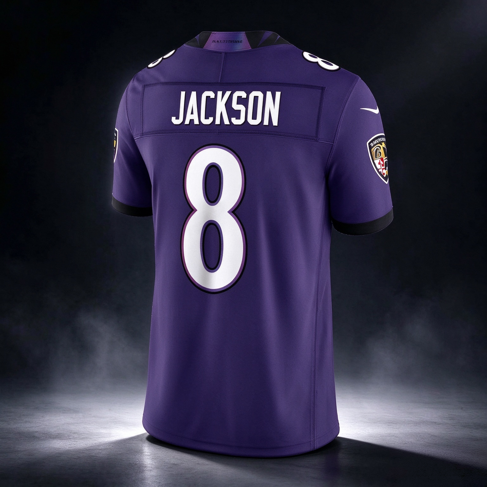 B.Ravens #8 Lamar Jackson Purple Vapor F.U.S.E. Sewn Down Limited Stitched Football American Jersey