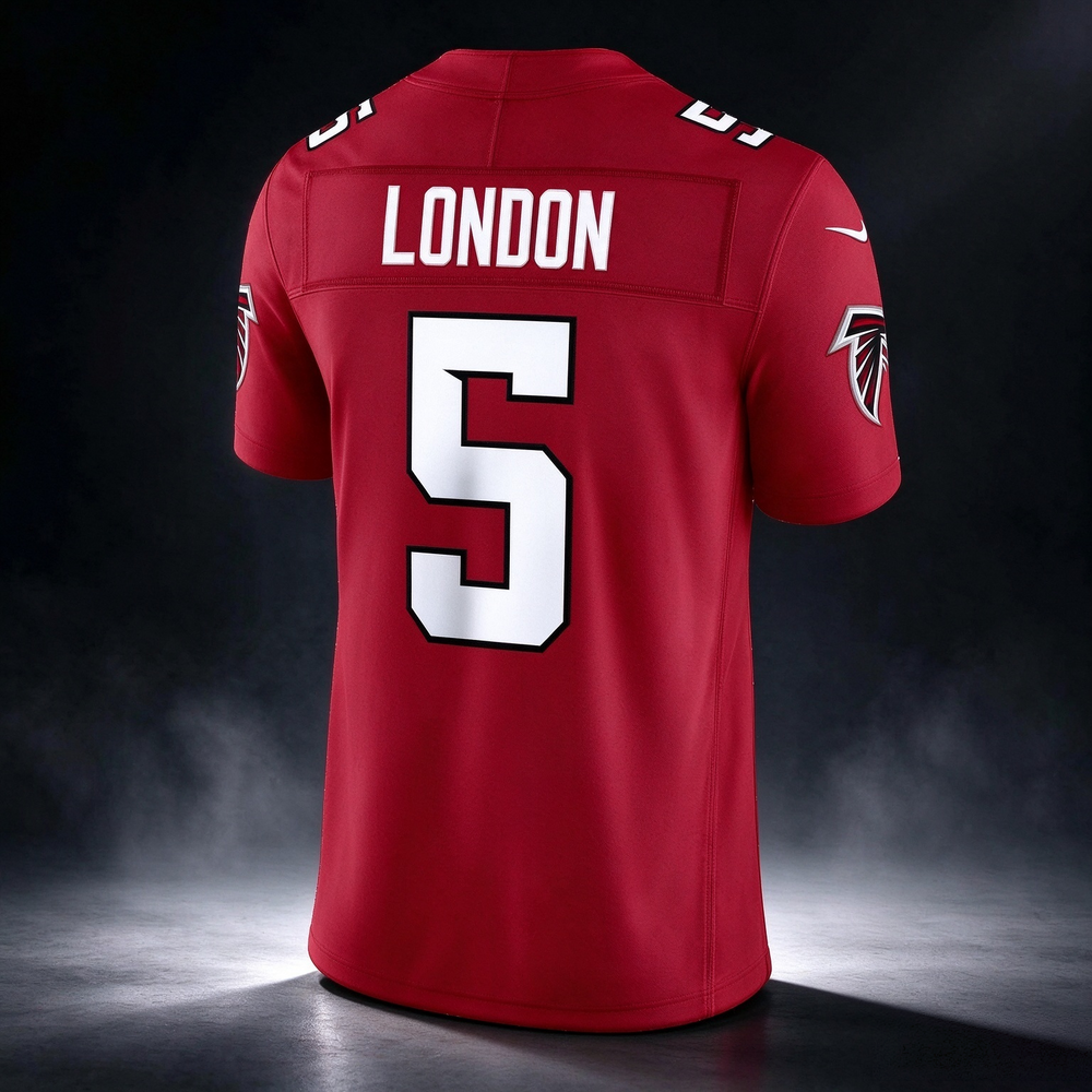 A.Falcons #5 Drake London Red Vapor F.U.S.E. Sewn Down Limited Stitched Football American Jersey