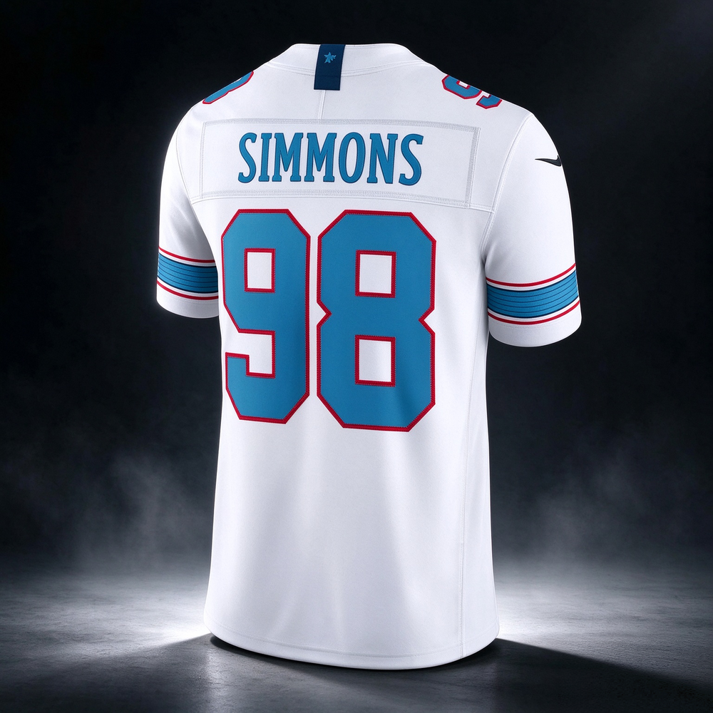 T.Titans #98 Jeffery Simmons White Vapor F.U.S.E. Sewn Down Limited Football Jersey