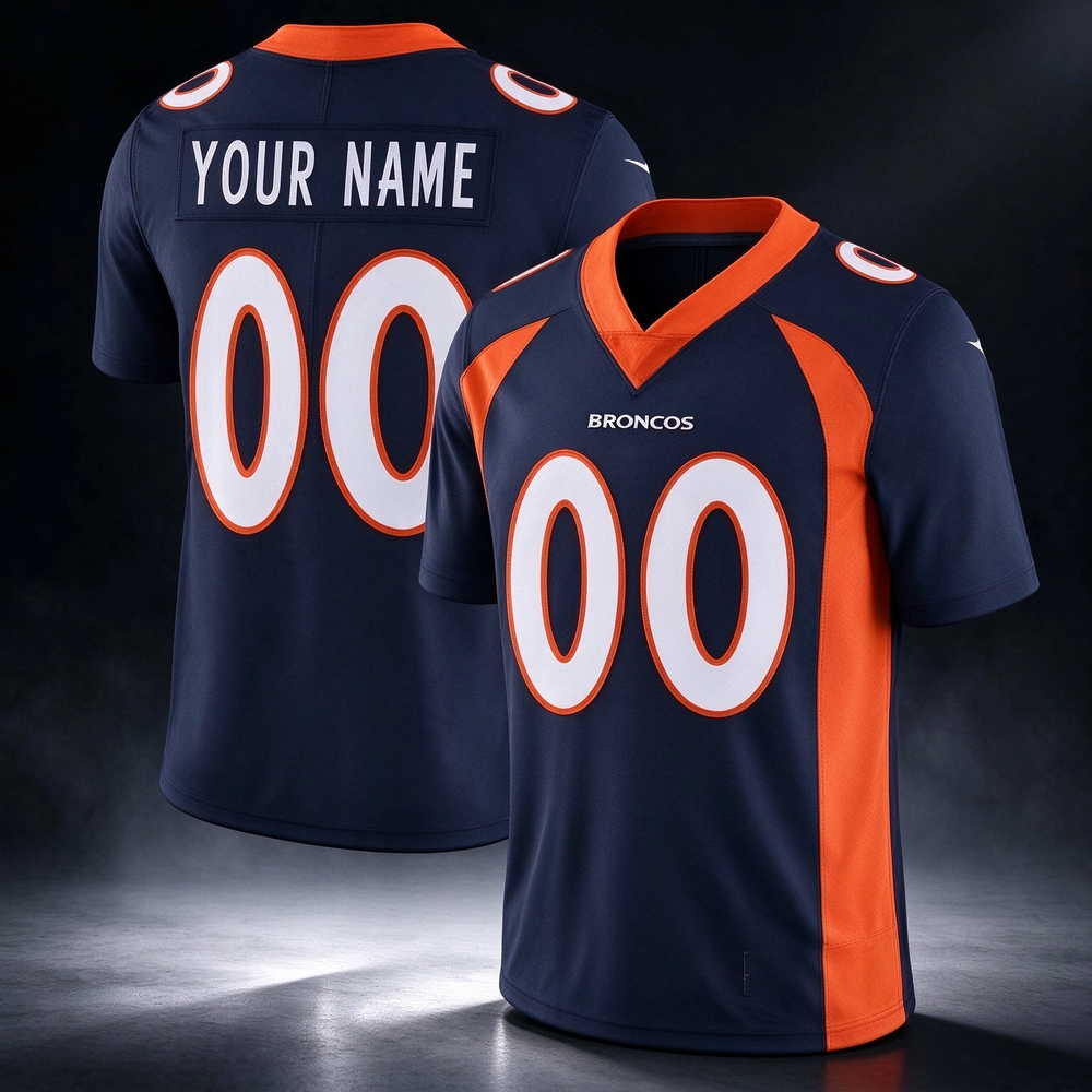 Custom D.Broncos Navy Vapor Untouchable Player Limited Stitched Football American Jersey