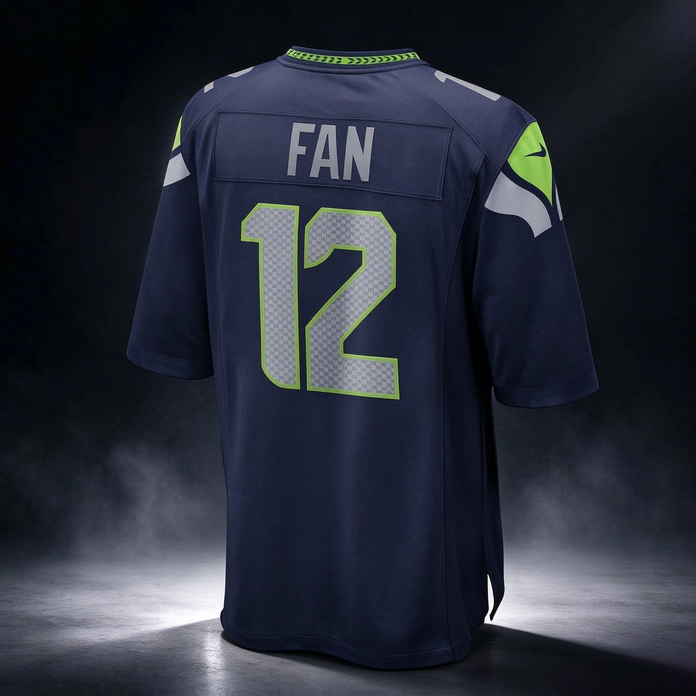 S.Seahawks #12s College Navy Team Game Jersey