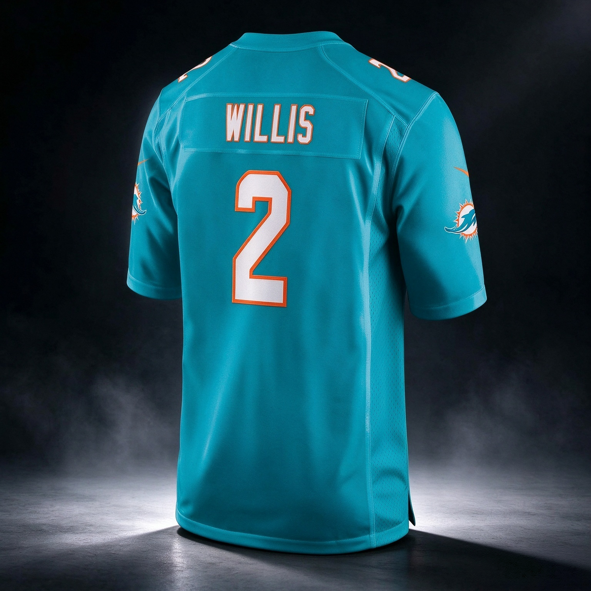 M.Dolphins #2 Malik Willis Aqua Game Football Jersey Marou