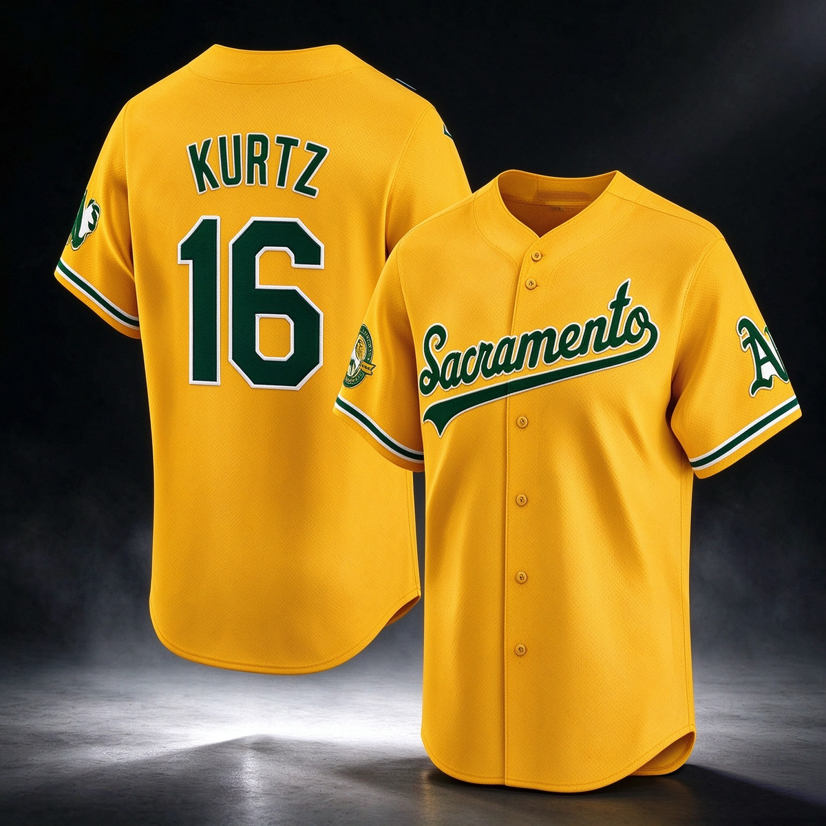 Athletics #16 Nick Kurtz Gold Alternate Stadium 125th Anniversary Baseball Jersey